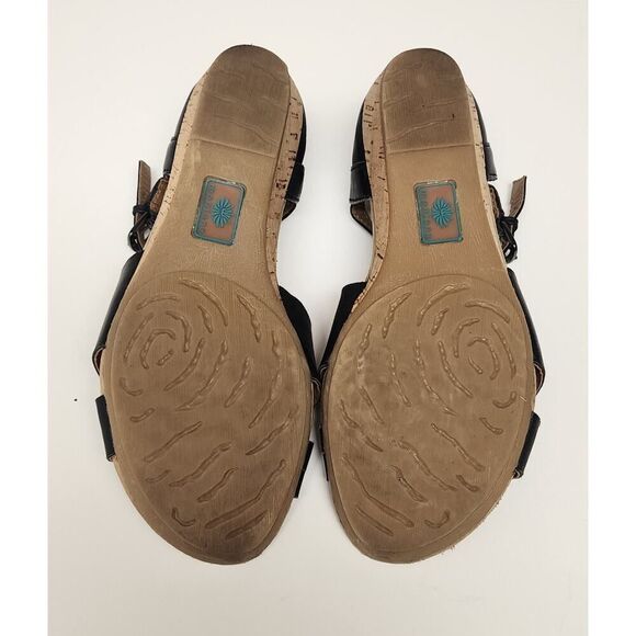 Montana Low Wedge Black Leather D'Orsay Sandals Size 6M - Picture 8 of 8